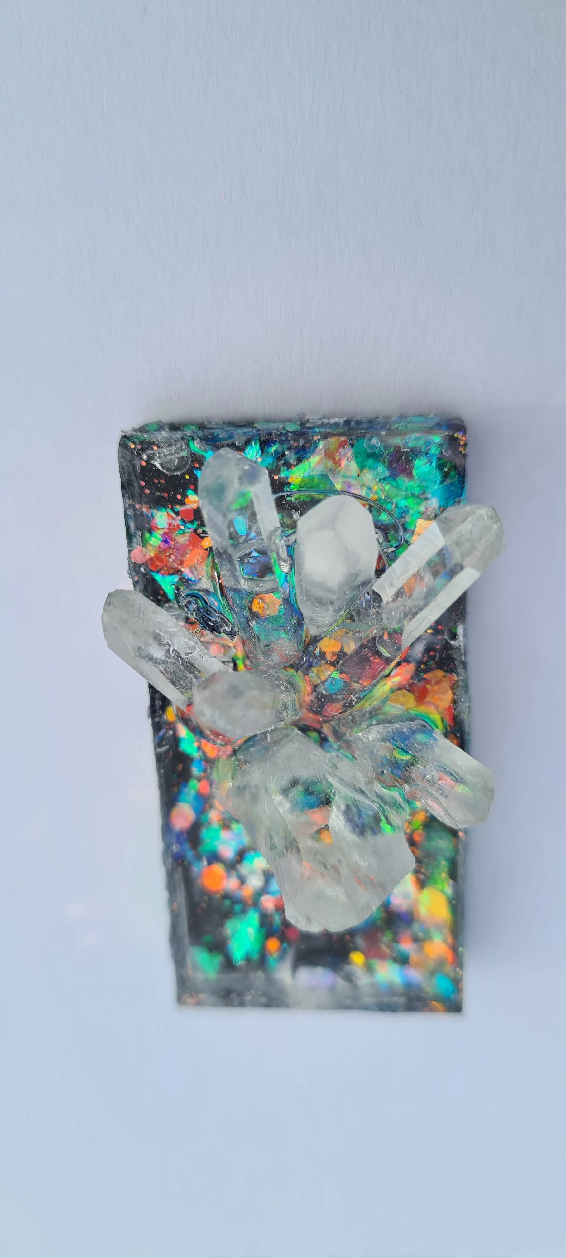 QUARTZ CLUSTER ON BLACK OPAL look pendant-made by me