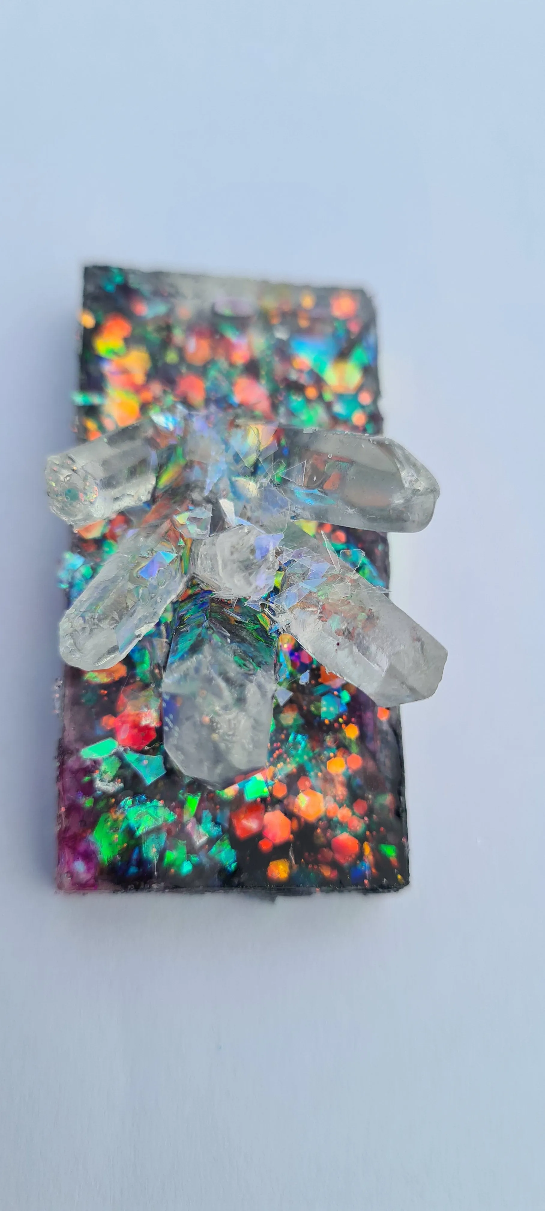 QUARTZ CLUSTER ON BLACK OPAL look pendant-made by me