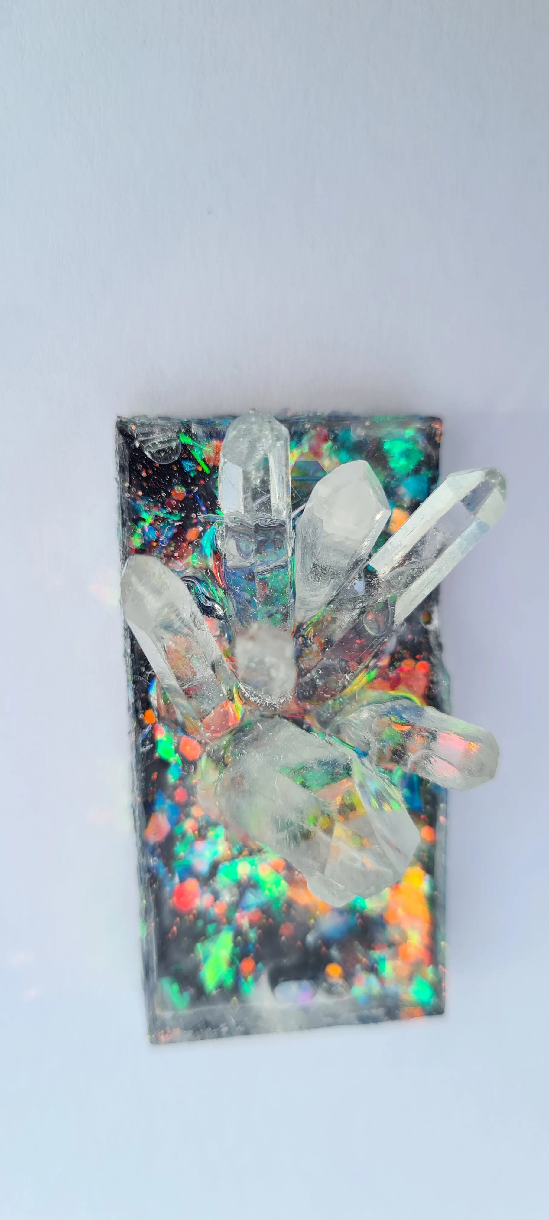 QUARTZ CLUSTER ON BLACK OPAL look pendant-made by me