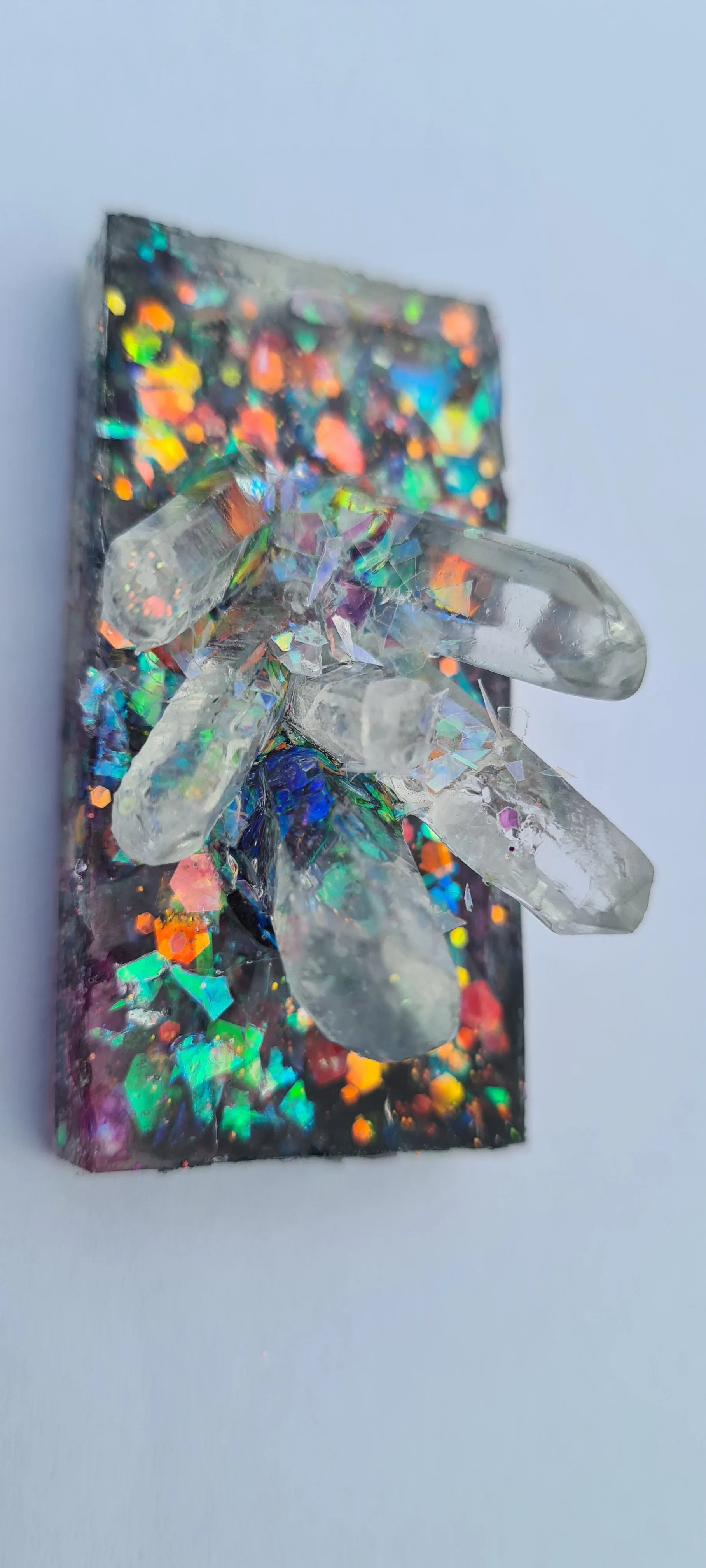 QUARTZ CLUSTER ON BLACK OPAL look pendant-made by me