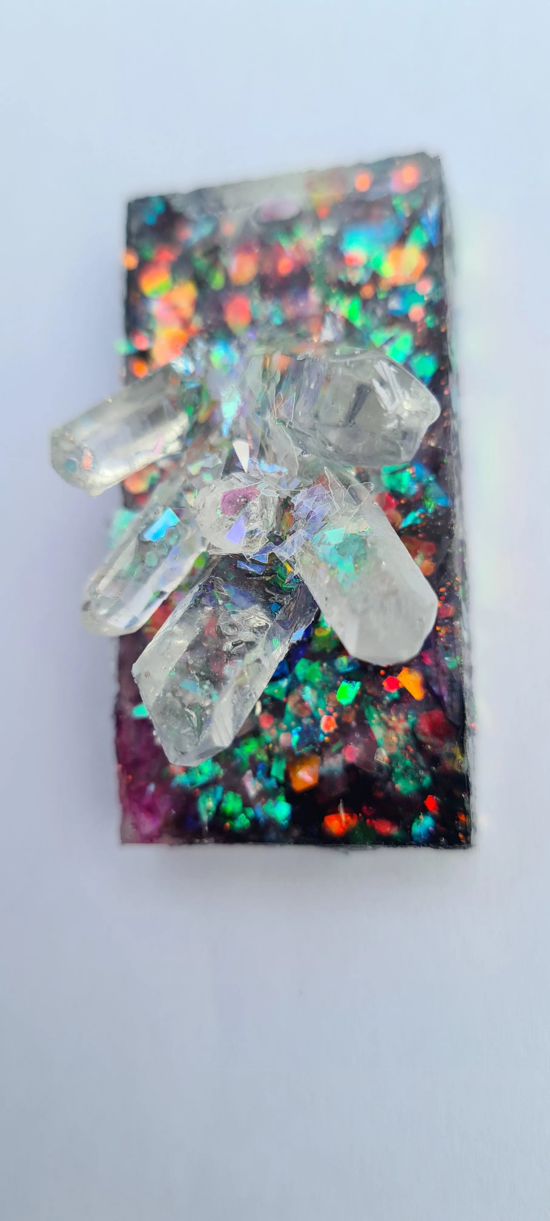 QUARTZ CLUSTER ON BLACK OPAL look pendant-made by me