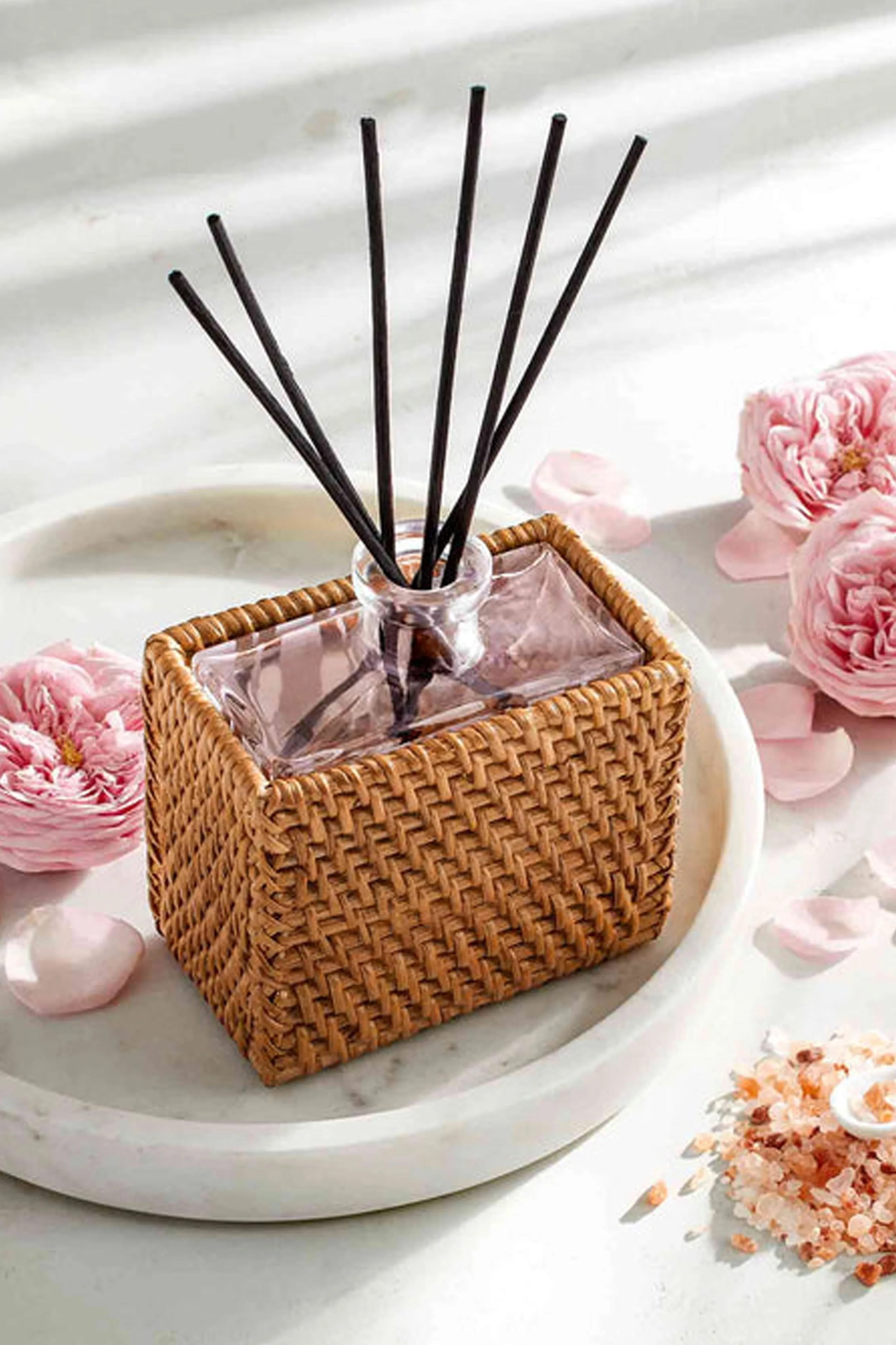 Rattan Himalayan Salt and Rosewater Reed Diffuser
