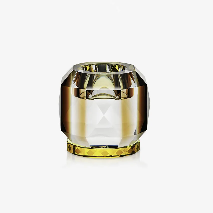 Reflections Copenhagen | Texas Crystal T-Light Holder - Clear, Brown & Yellow