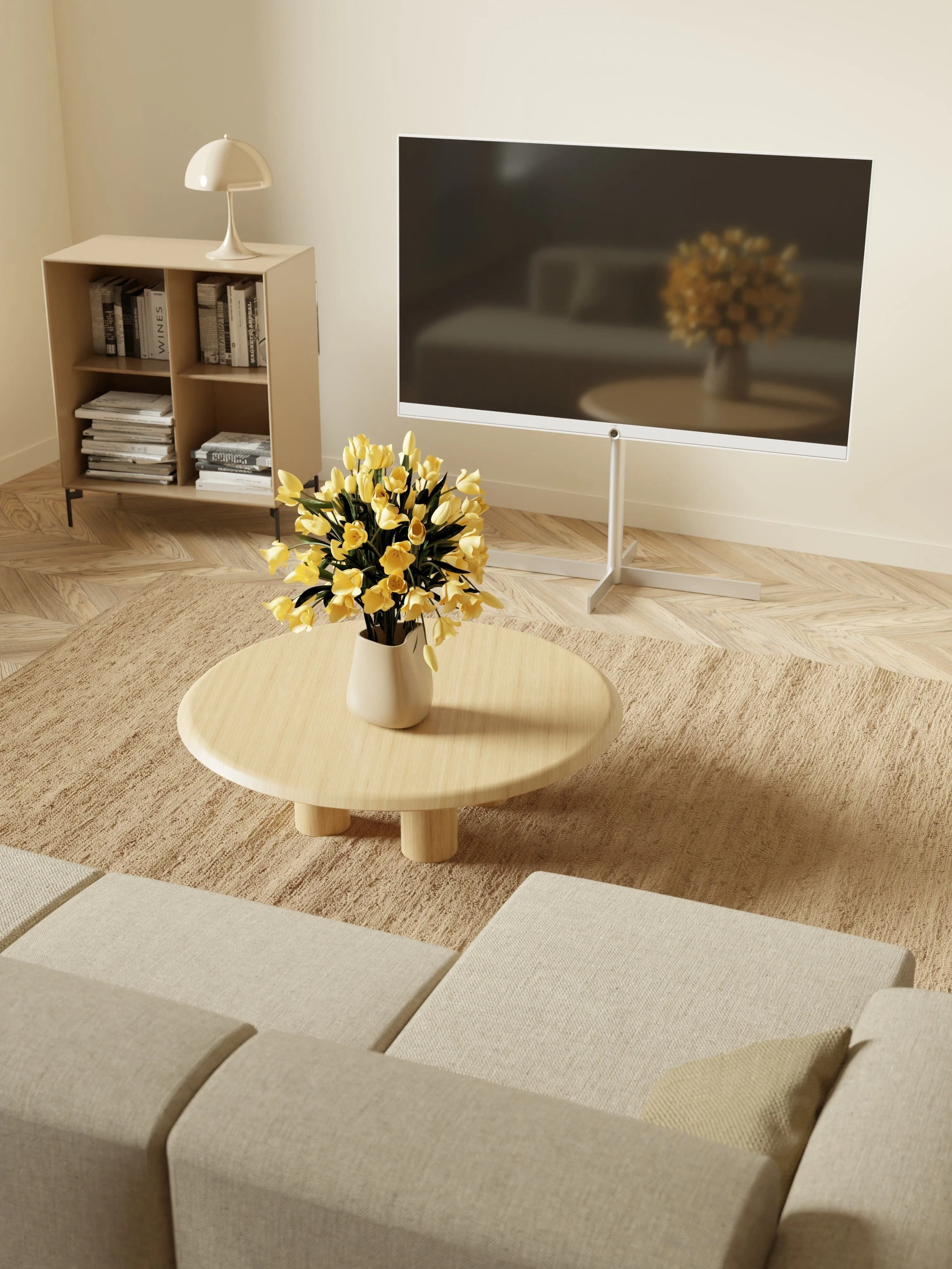 Rug Solid Cotton Rug 140 X 200 Cm, Nougat