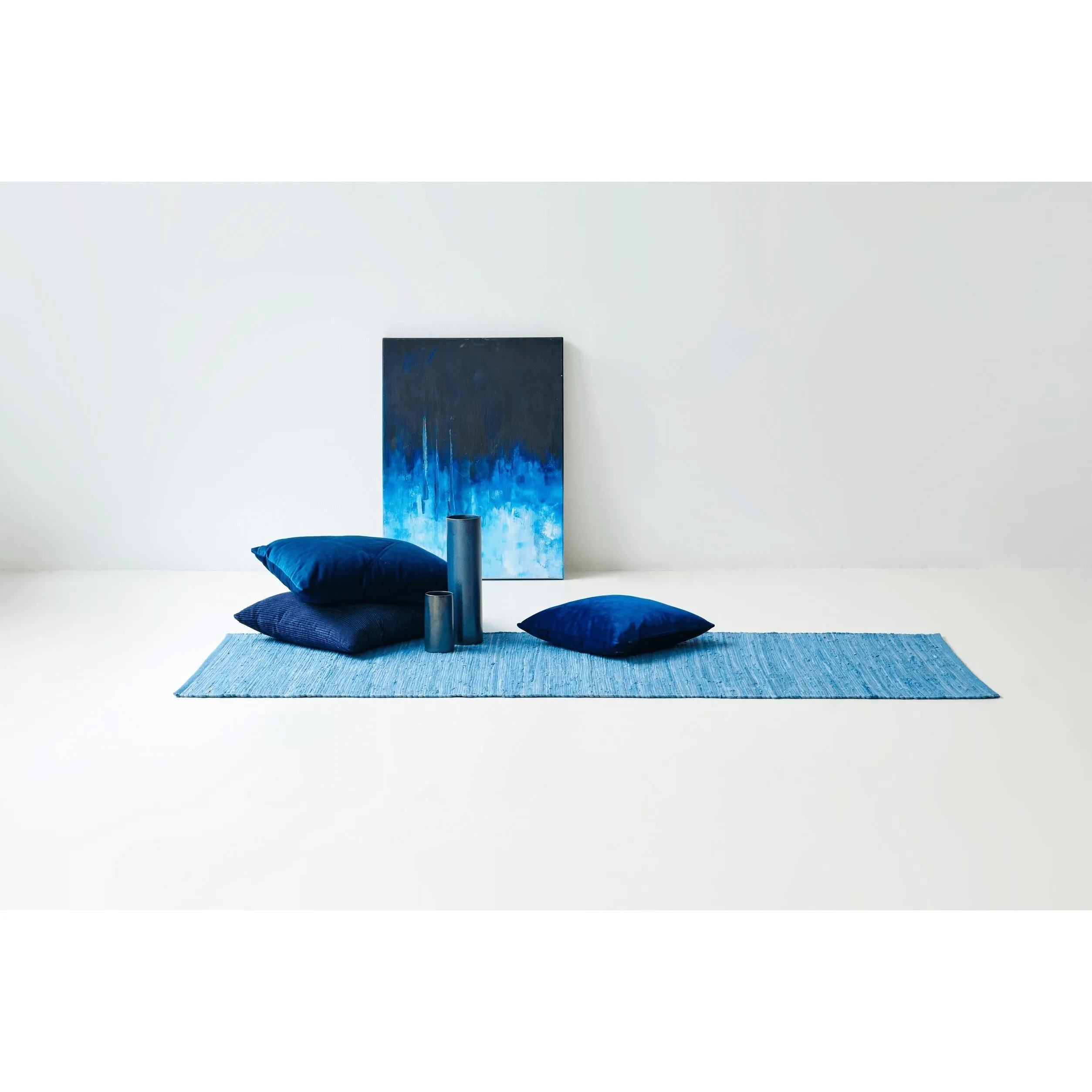 Rug Solid Cotton Rug Eternity Blue, 75 X 300 Cm