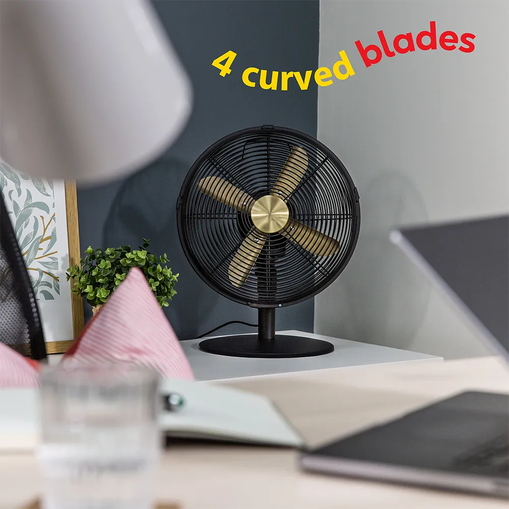 Russell Hobbs RHMDF1201BG 12” Metal Desk Fan in Brushed Gold and Black