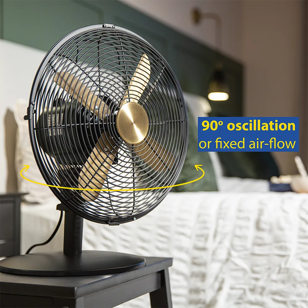 Russell Hobbs RHMDF1201BG 12” Metal Desk Fan in Brushed Gold and Black