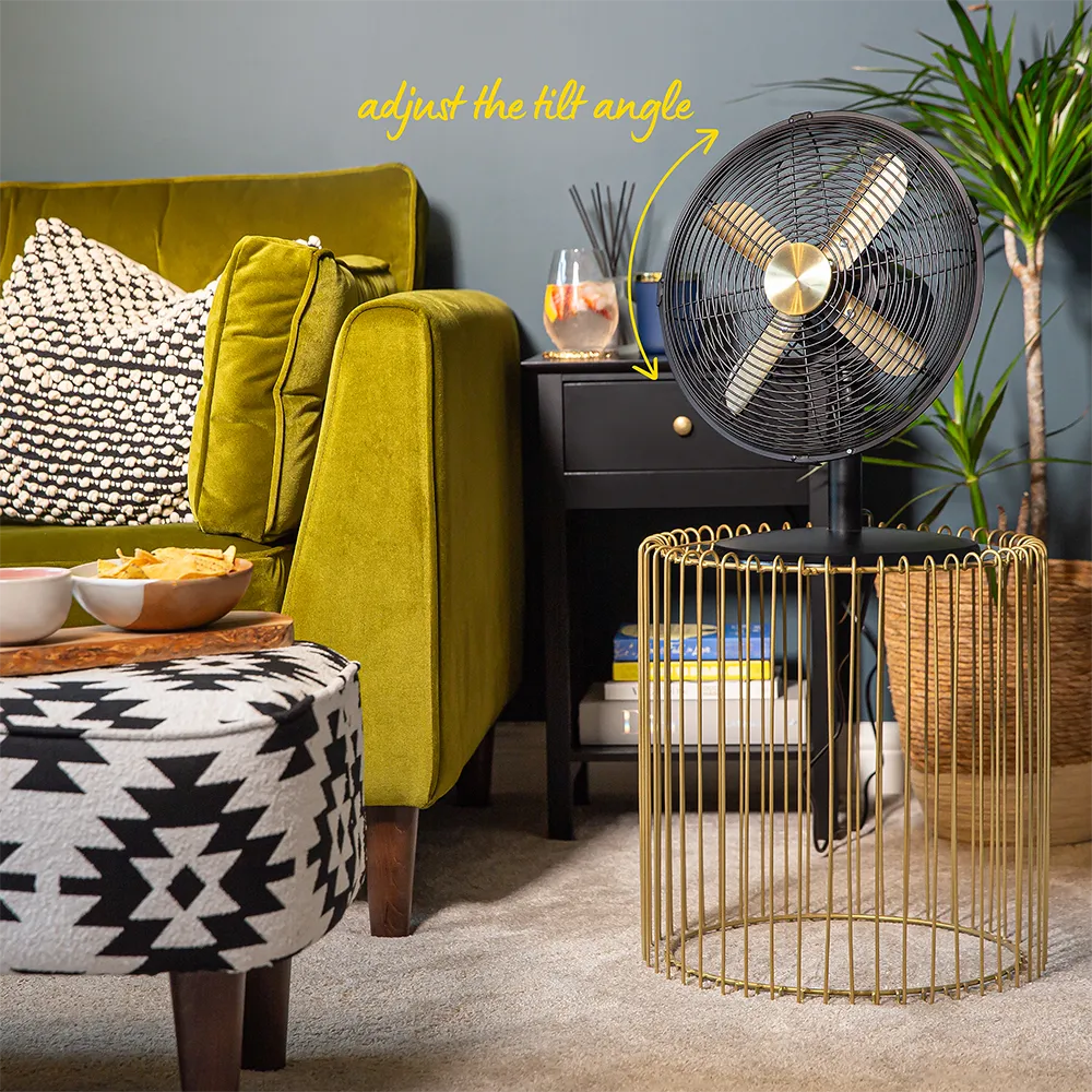 Russell Hobbs RHMDF1201BG 12” Metal Desk Fan in Brushed Gold and Black