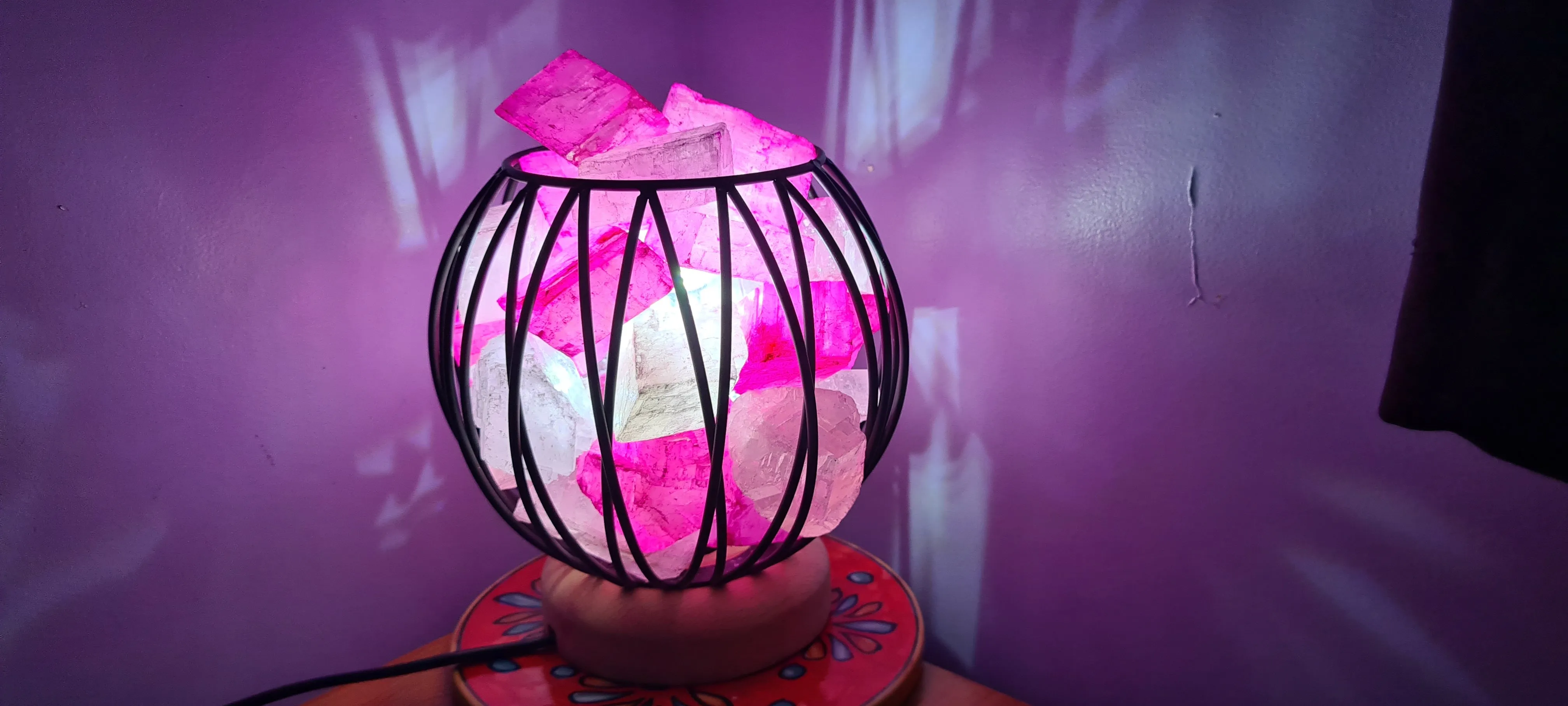 Sale💥HOT PINK CLEAR QUARTZ CRYSTAL  CAGE LAMP(deep soul cleanser)