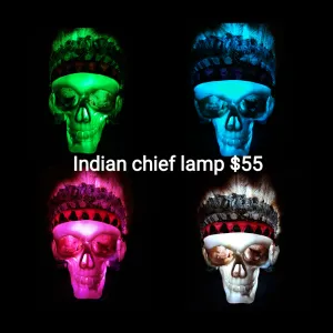 Sale💥UNIQUE INDIAN CHIEF COLOUR CHANGING SKULL LAMPS
