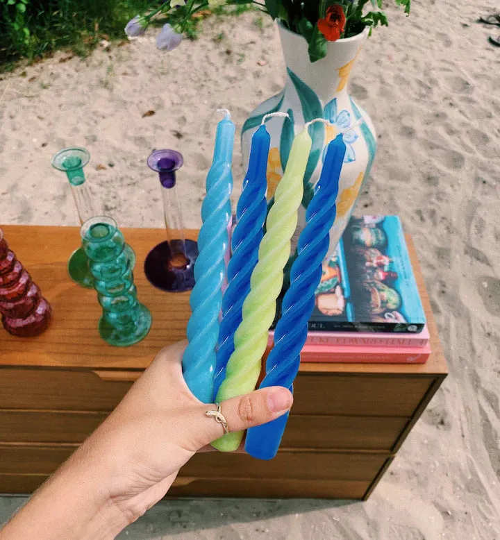 Seafoam Green Twisted Candle Set of 6