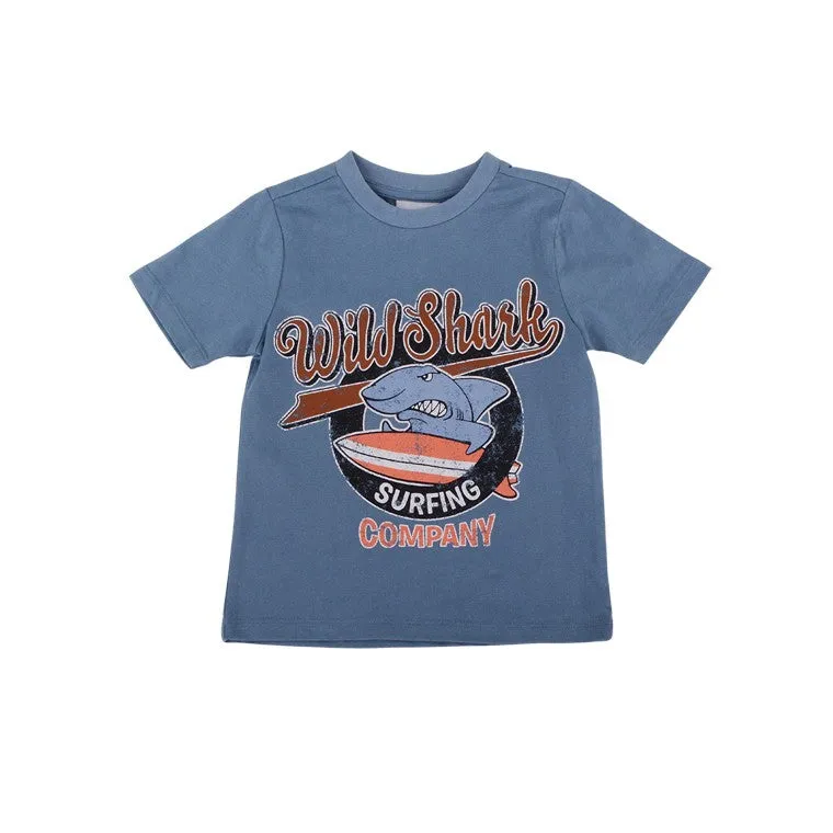 Shark Print Tee, Size 5
