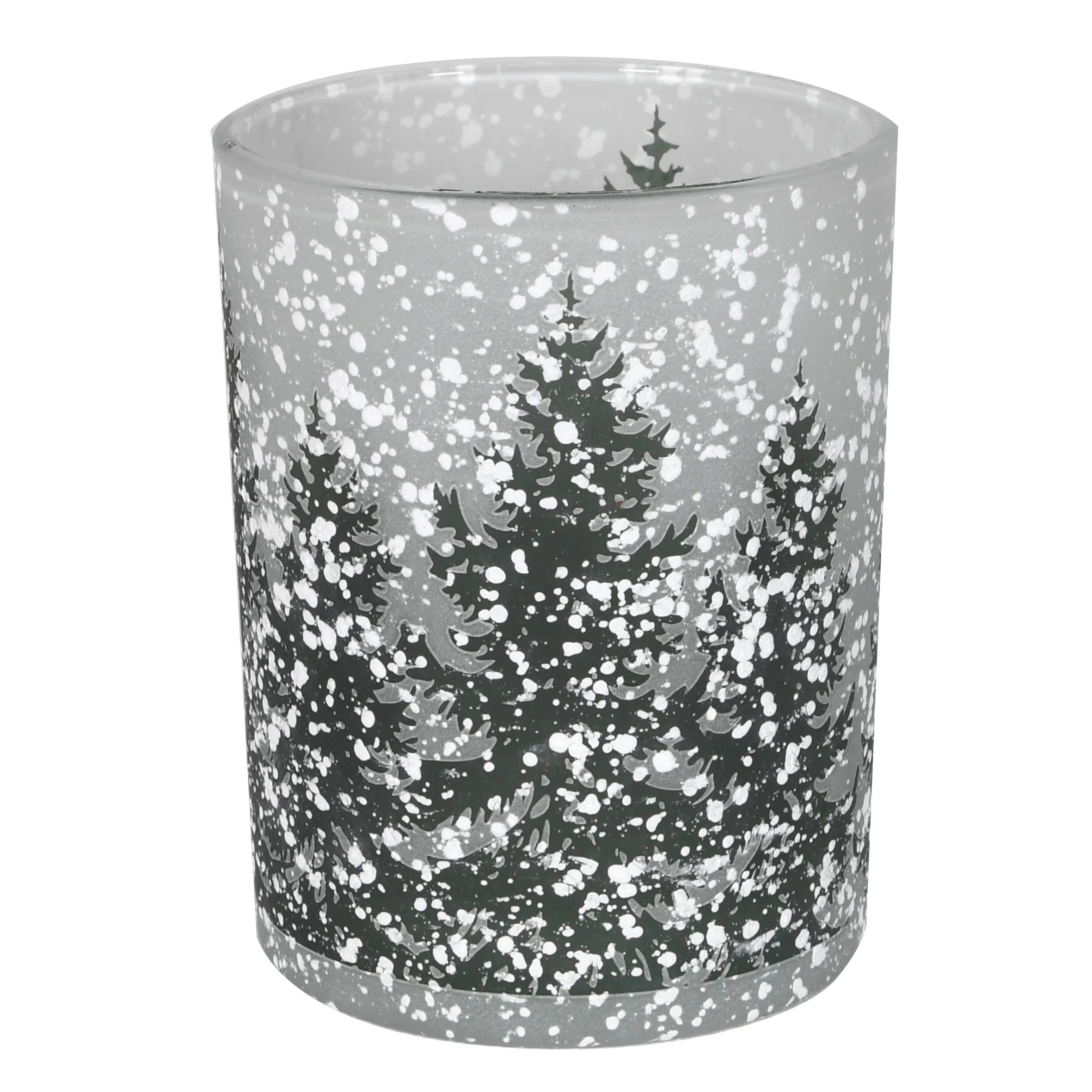 Snow Forest Glass Candle Holder | Small