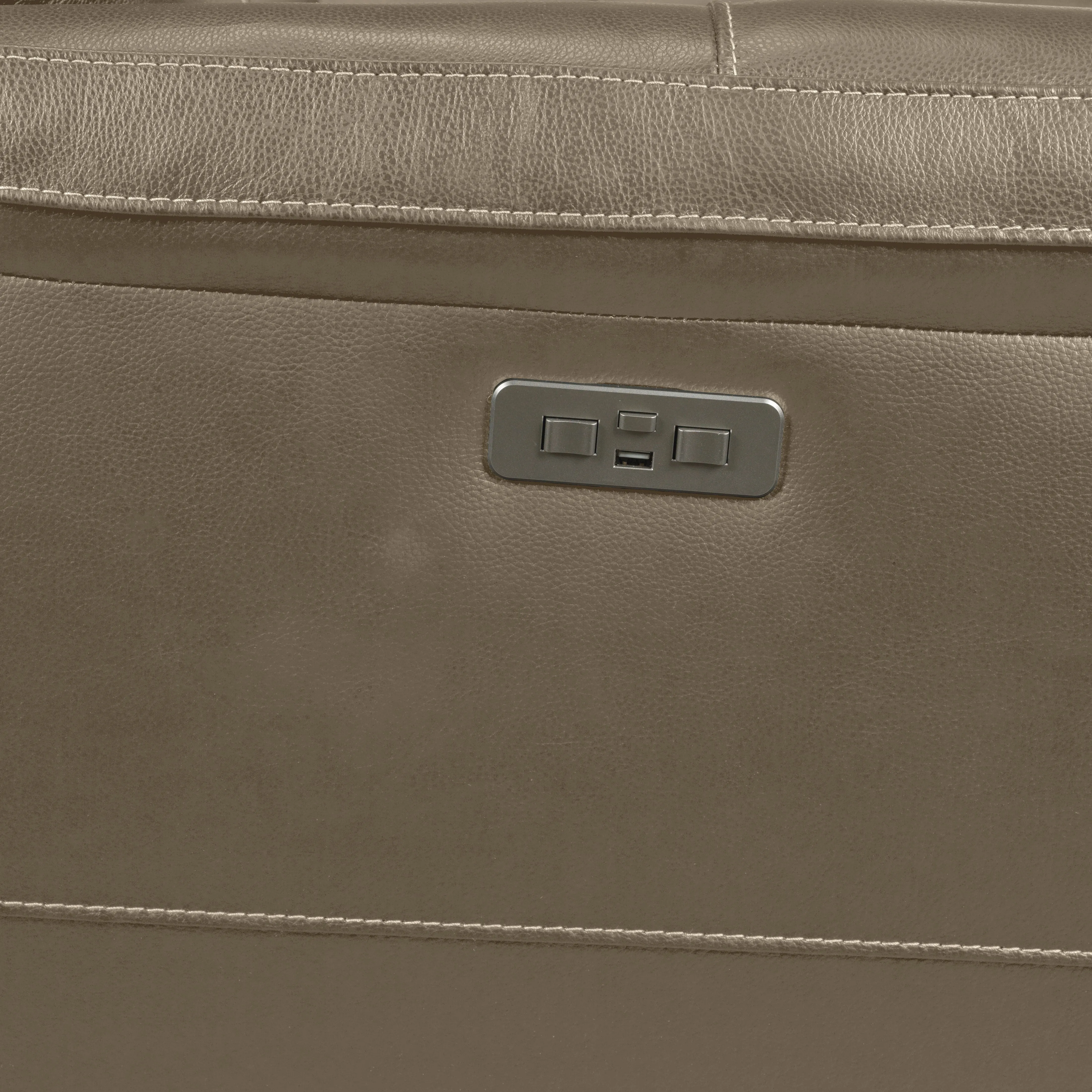 Stallion Leather Dual Power Reclining Loveseat - Pebble