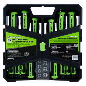 Taipan Screw Driver & Ratchet Set, 63pces