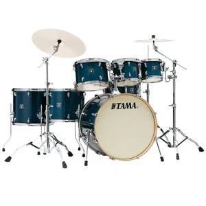 Tama CL72S Superstar Classic 7-Piece Shell Pack with 22" Bass Drum and SM5W Hardware - Gloss Sapphire Lacebark Pine