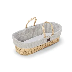 The Little Green Sheep Organic Knitted Moses Basket & Mattress - Dove