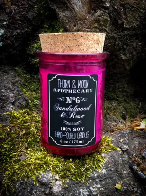 Thorn & Moon Apothecary Candle - No. 6 - Sandalwood and Rose - 100% Soy - Scented Candle - Essential Oil and Fragrance Oil blend, Herb/Resin