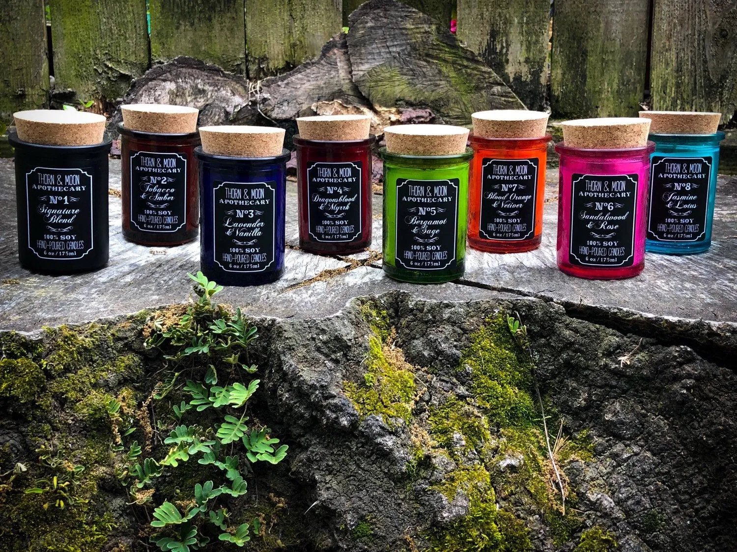 Thorn & Moon Apothecary Candle - No. 6 - Sandalwood and Rose - 100% Soy - Scented Candle - Essential Oil and Fragrance Oil blend, Herb/Resin