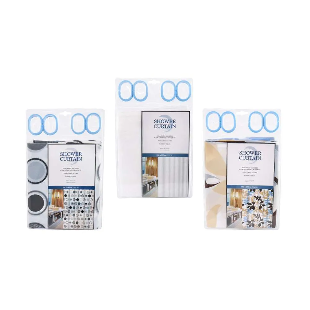UBL Shower Curtain 1.8 x 1.8m Assorted #MA0015