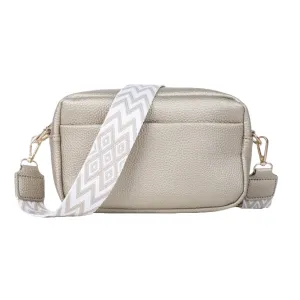 Vegan Leather Camera Bag with Aztec Strap | Gold