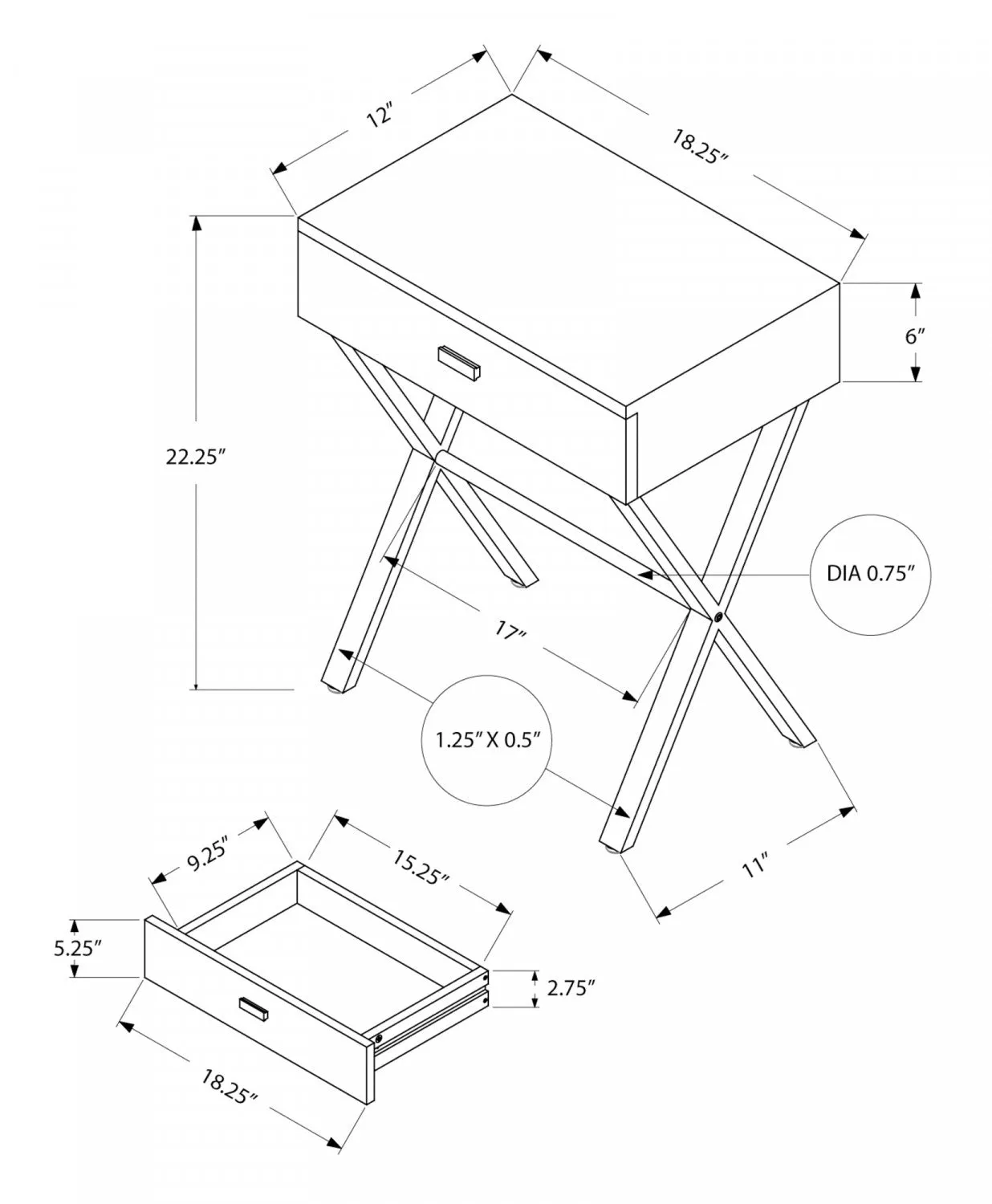 Vell Side Table - Grey