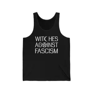 ‘Witches Against Fascism' Black Unisex Jersey Tank Top